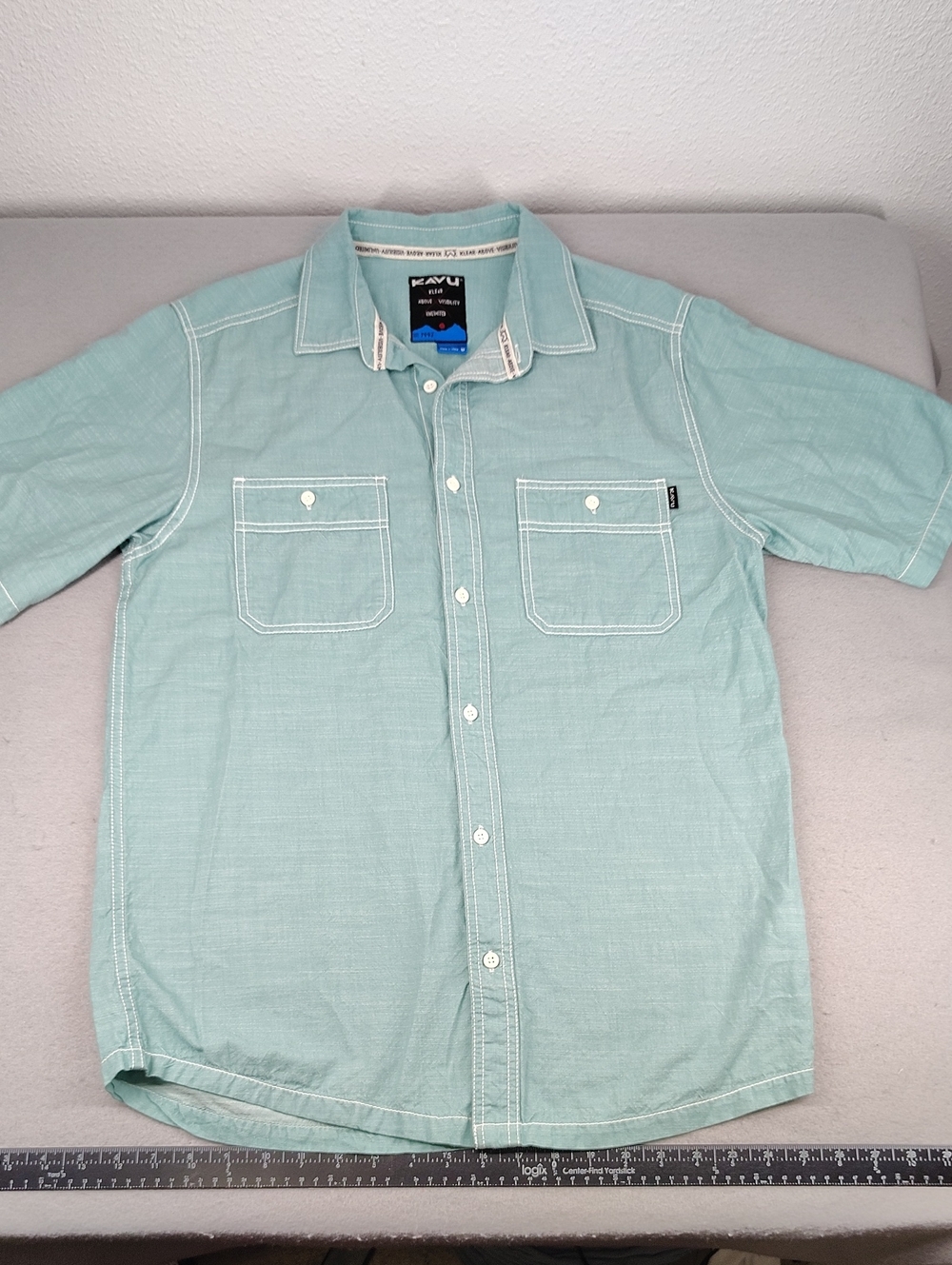 Kavu Men's Short-Sleeve Button-Down Shirt in Mint Green - Size M